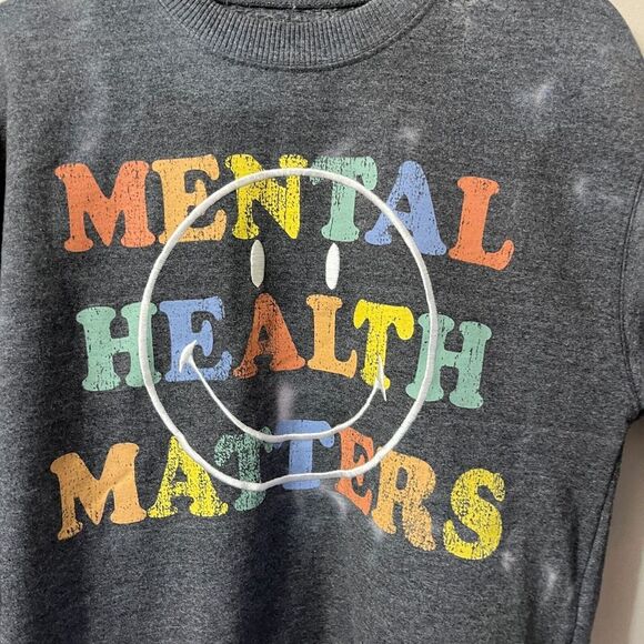 Smiley Womens Gray Desert Dreamer Mental Health Matters Tie Dye Sweatshirt Sz M - Picture 5 of 11